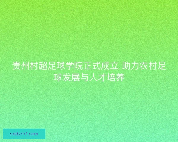 贵州村超足球学院正式成立 助力农村足球发展与人才培养